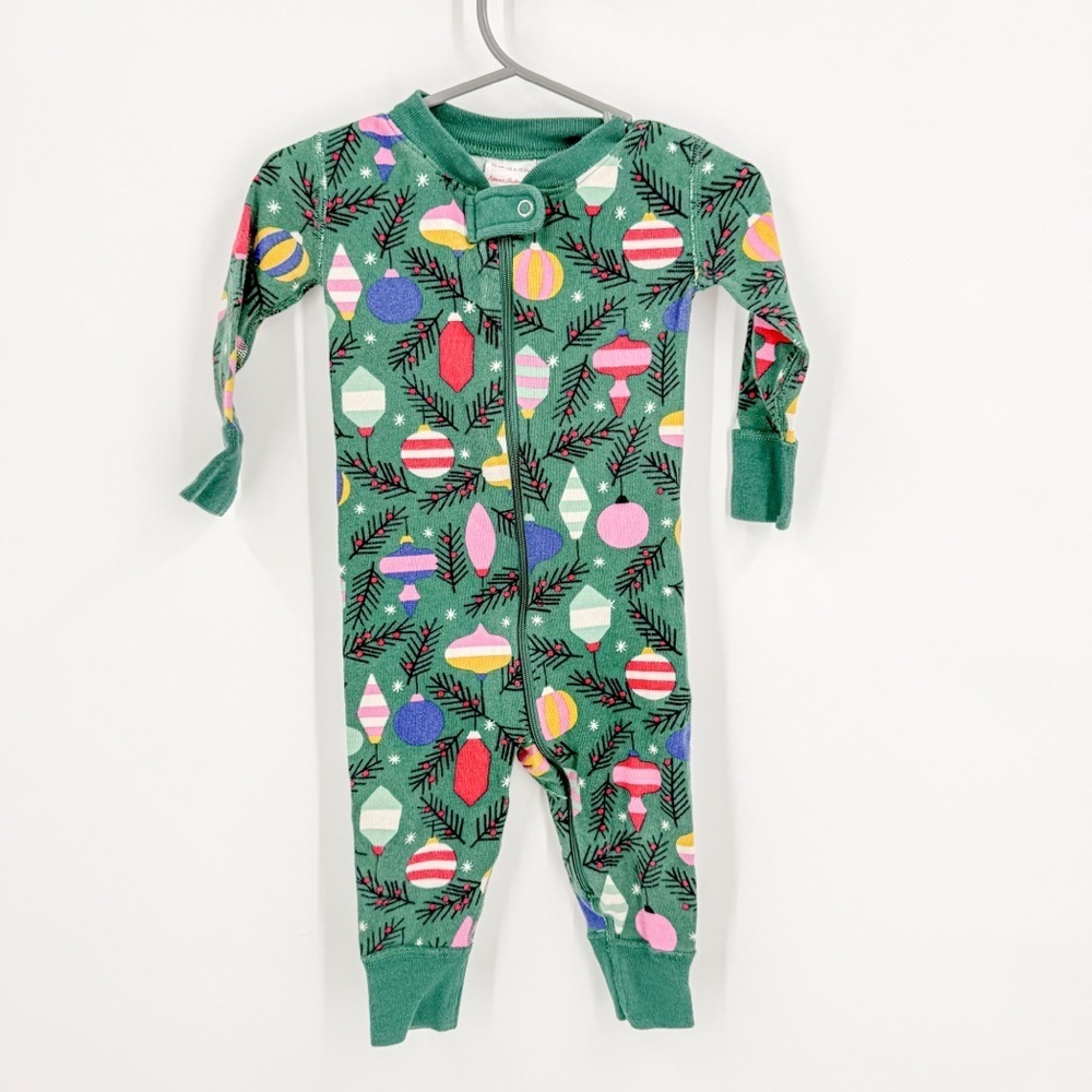 Hanna Andersson Festive Green and Red Footies Pajamas